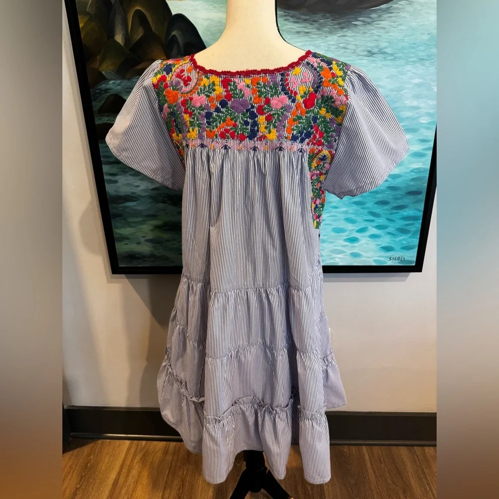 Mi Golondrina Multicolor Embroidered Dress - Picture 2 of 9